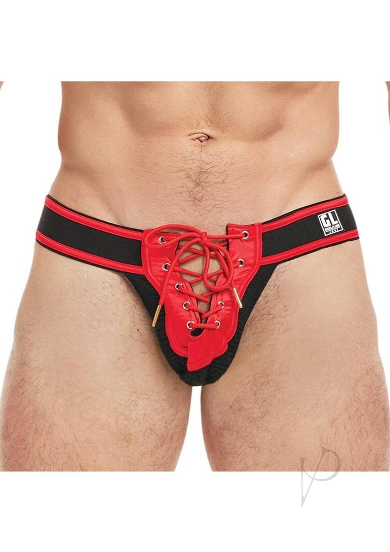 Goal Line Lace Up Jockstrap L/xl Red