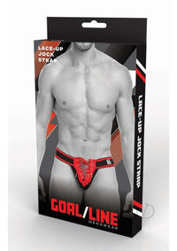 Goal Line Lace Up Jockstrap S/m Red