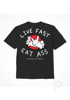 Alf Live Fast Eat Ass Tshirt Lg Blk
