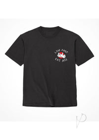 Alf Live Fast Eat Ass Tshirt Lg Blk