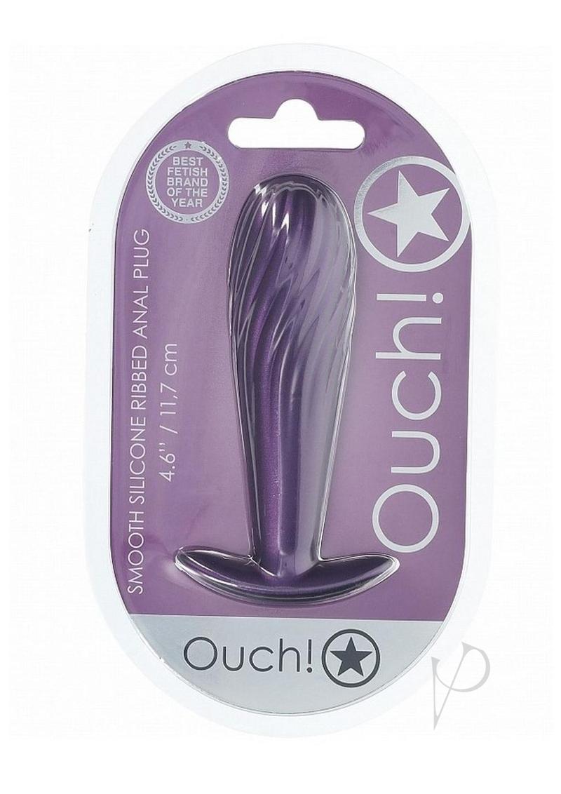 Ouch Ribbed Anal Plug Metallic Purple