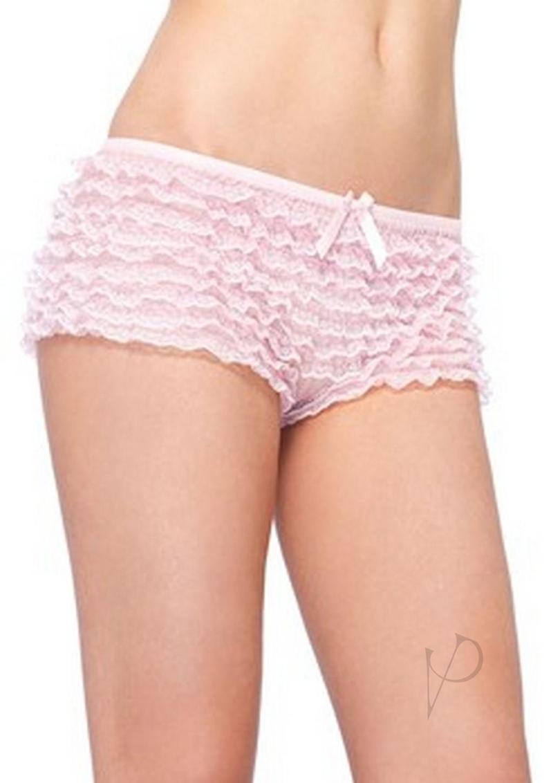 Micromesh Lace Ruffle Tanga Short Pnk Os