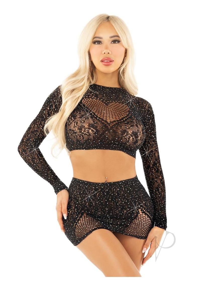 Rhinestone Lace Crop