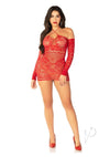 Seamless Lace Off Shoulder Dress Red Os