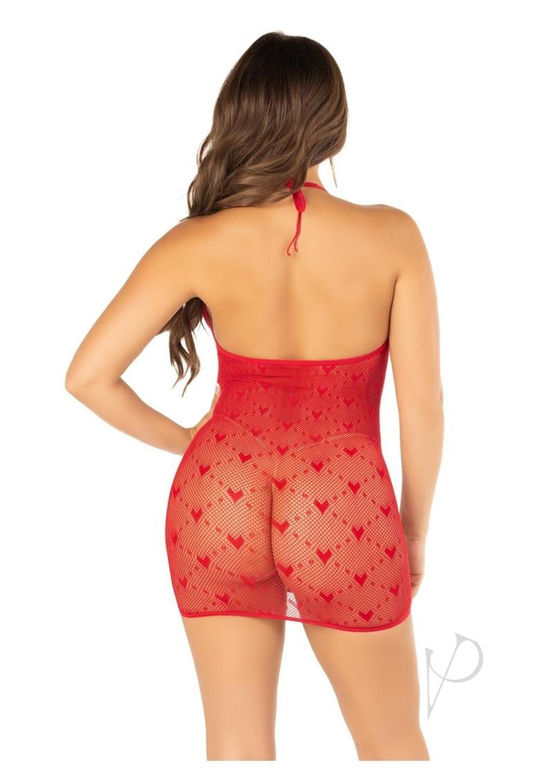 Mini Heart Trim Heart Net Chemise Red Os