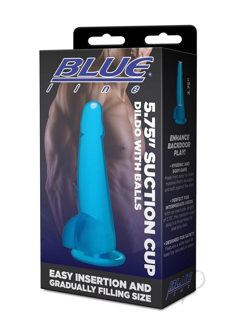 Suction Cup Dildo W/balls 5.75 Blu