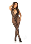 Seamless Net Lace Jumpsuit Halter Blk Os