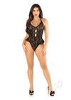 Floral Lace Bodysuit Flutter Blk Os