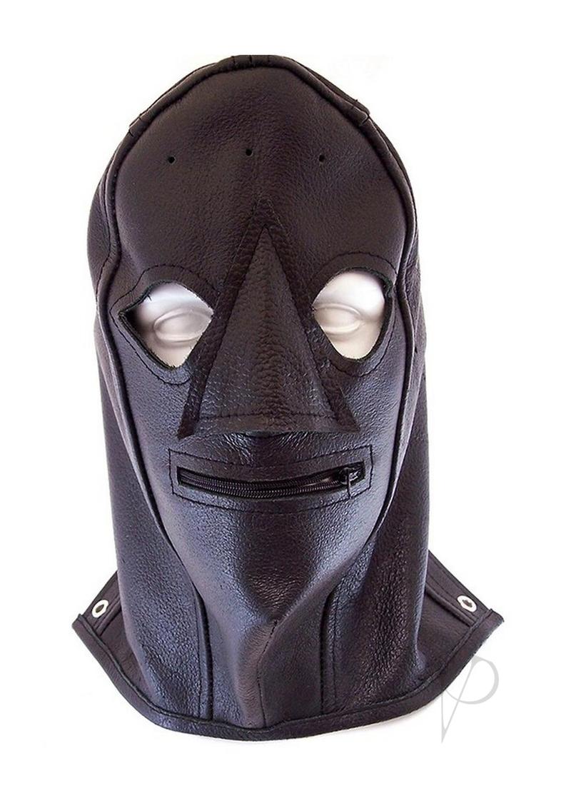 Leather Zip Mask Black