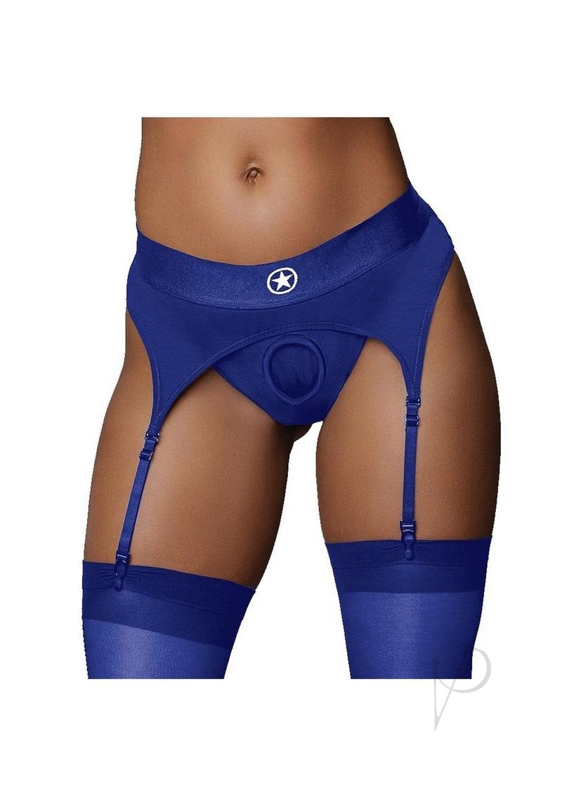 Ouch Vibe Strap On Thong M/l Blue
