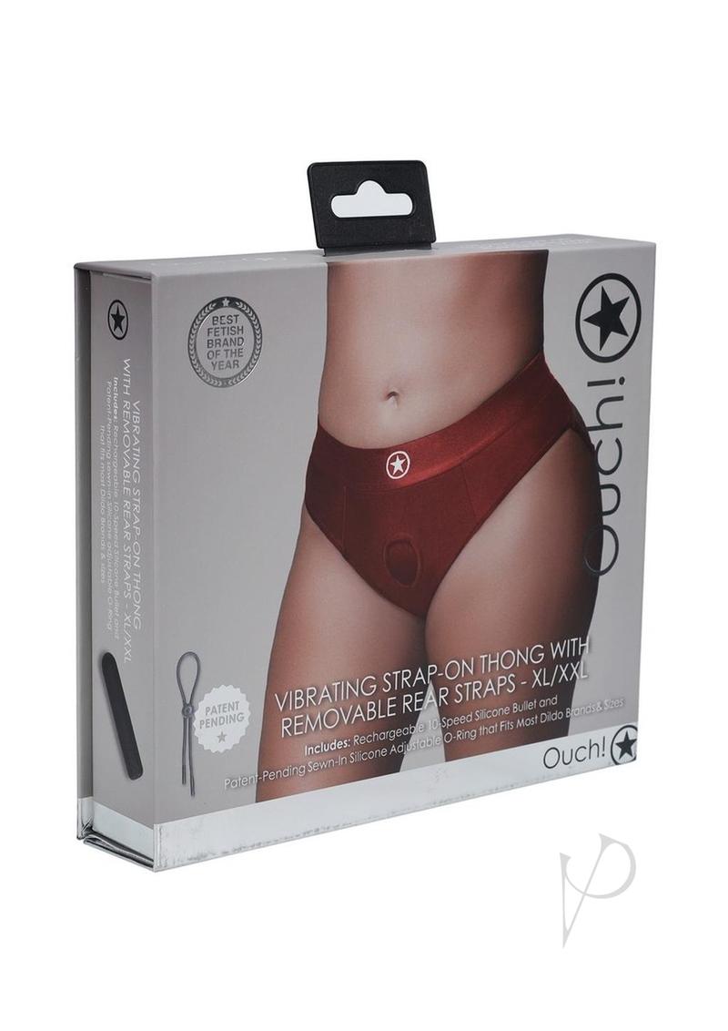 Ouch Vibe Strap On Thong Xl/xxl Red