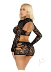 Lace Cut Out Bra Shrug Boyshort 2pc Blk
