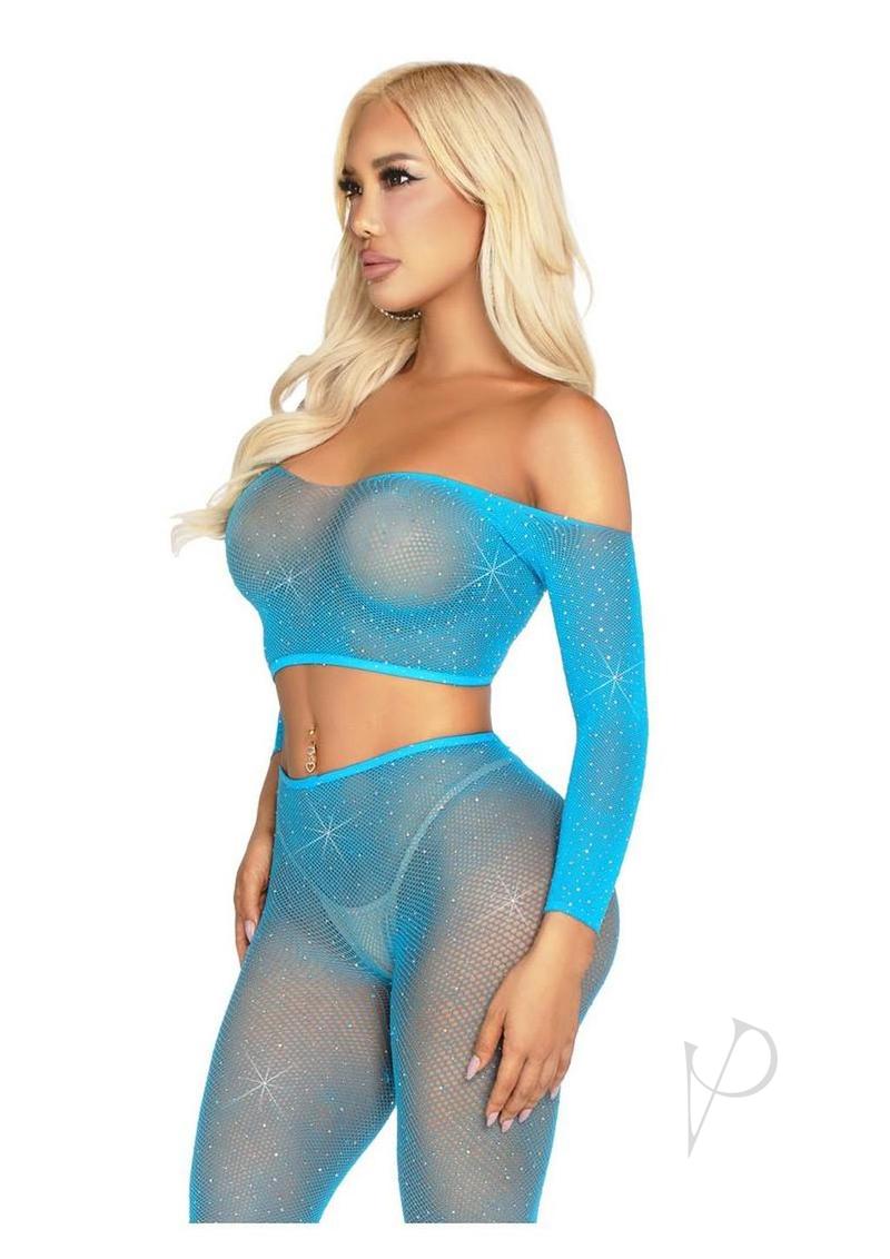 Rhines Fishnet Crop Foot Tights Nblu Os