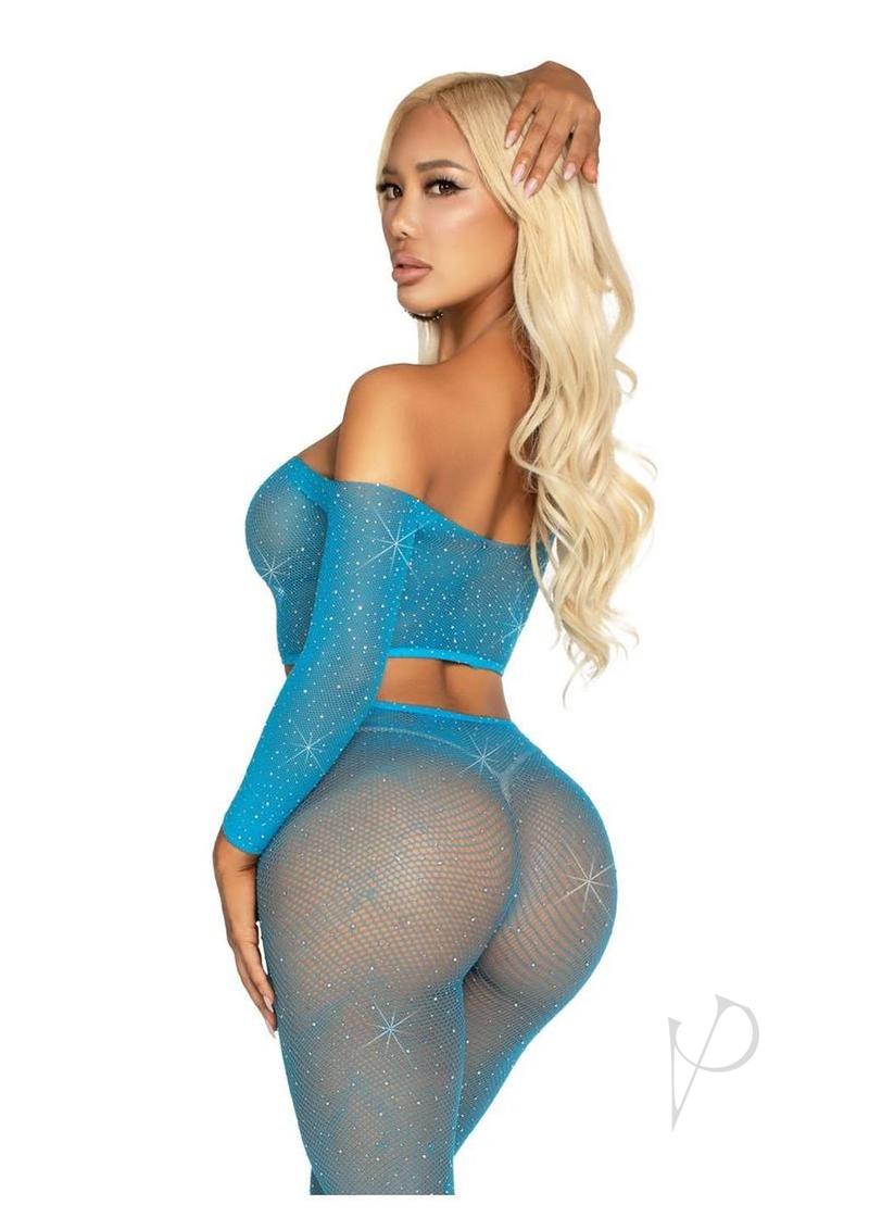 Rhines Fishnet Crop Foot Tights Nblu Os