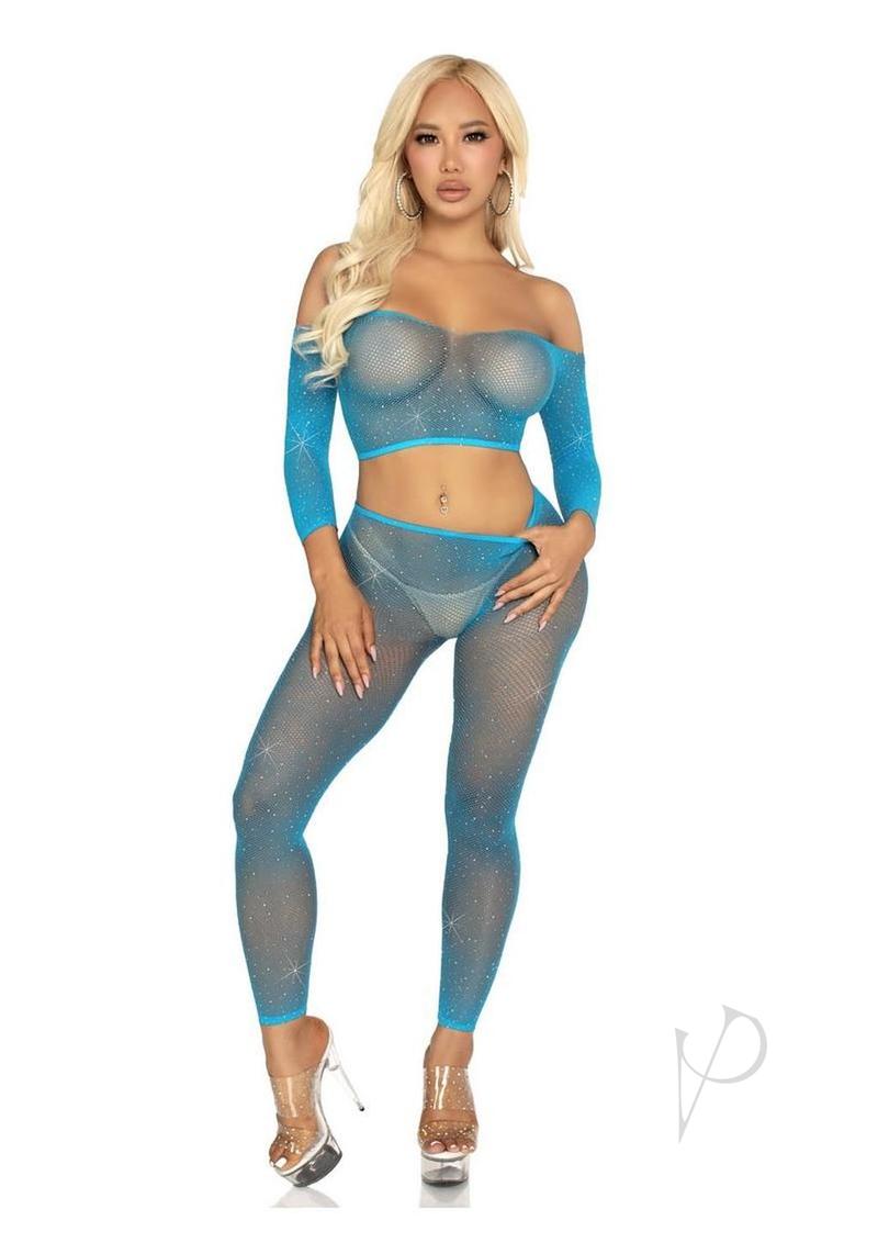 Rhines Fishnet Crop Foot Tights Nblu Os