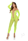Python Net Crotch Foot Jumpsuit Grn Os