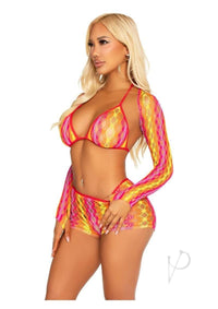 Zigzag Net Bikini Top Short Shrug 3pc Os