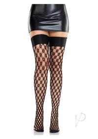 Eyelet Net Thigh Highs With Satin Elasti