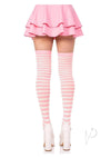 Nylon Stocking W/ Stripe White/l.pi O/s