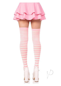 Nylon Stocking W/ Stripe White/l.pi O/s