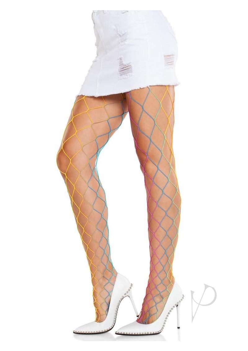 Rainbow Fence Net Tights Multicolor O/s