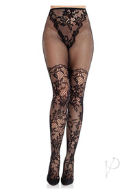 French Cut Dahlia Tights Net Blk Os