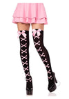 Opaque Cross Bone Thigh Bow Blk/ltpnk Os