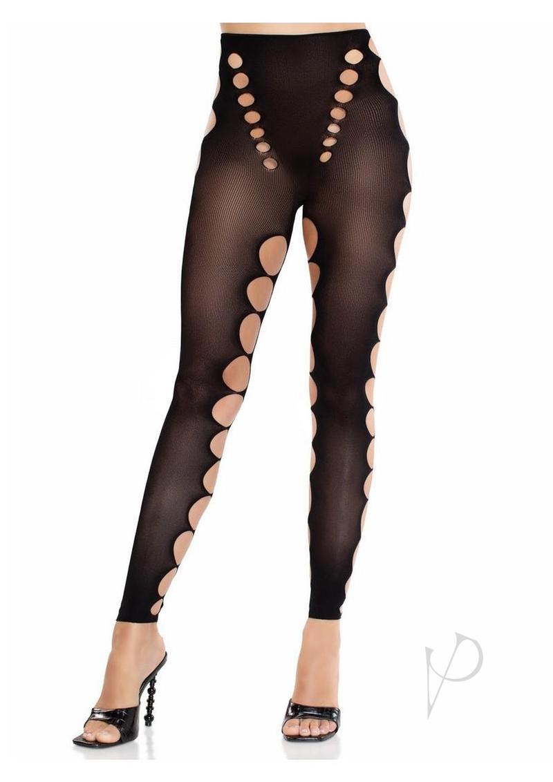 Seamless Opaque Cut Foot Tights Blk Os