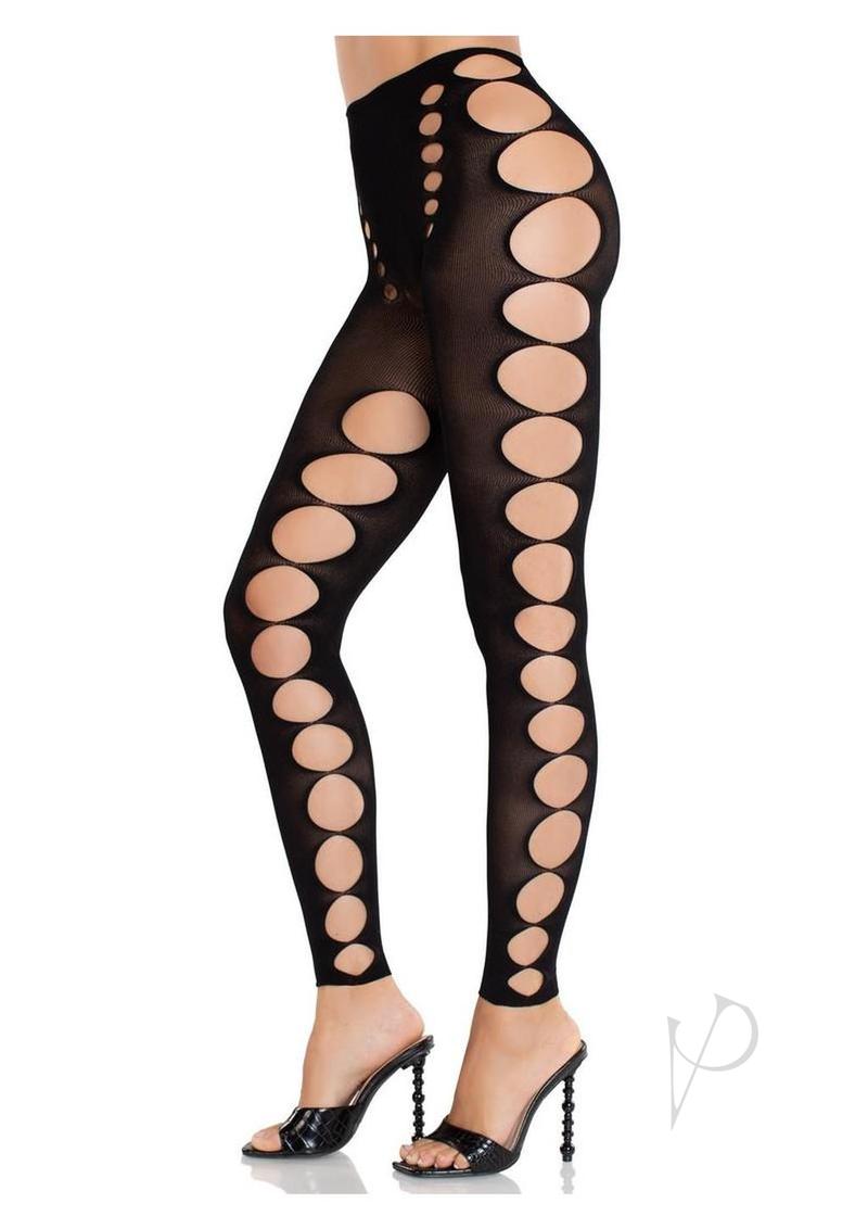 Seamless Opaque Cut Foot Tights Blk Os