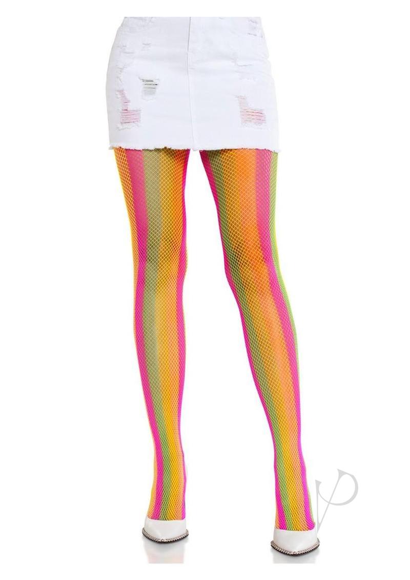 Neon Rainbow Striped Tights Multicolor O