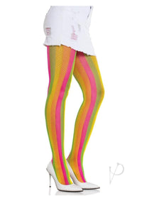 Neon Rainbow Striped Tights Multicolor O