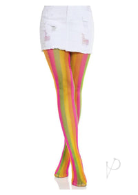 Neon Rainbow Striped Tights Multicolor O