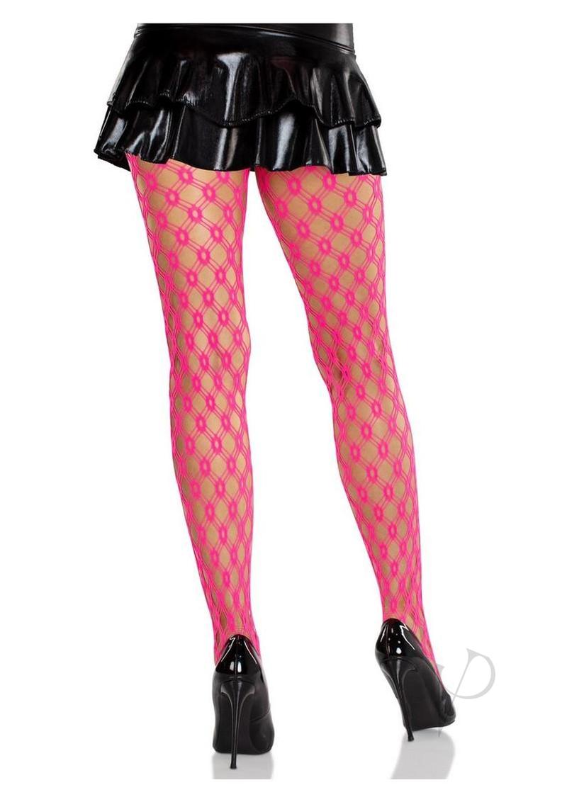 Eyelet Net Tights Neon Pink O/s