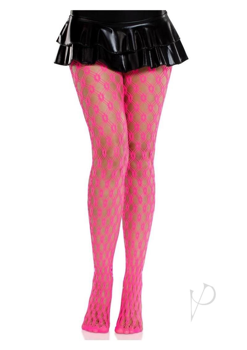 Eyelet Net Tights Neon Pink O/s