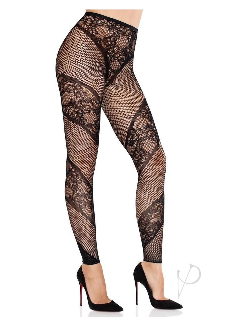 Lace And Net Illusion Footless Tights Bl