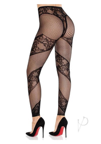 Lace And Net Illusion Footless Tights Bl