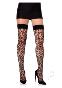 Fractured Net Thigh Highs Black O/s