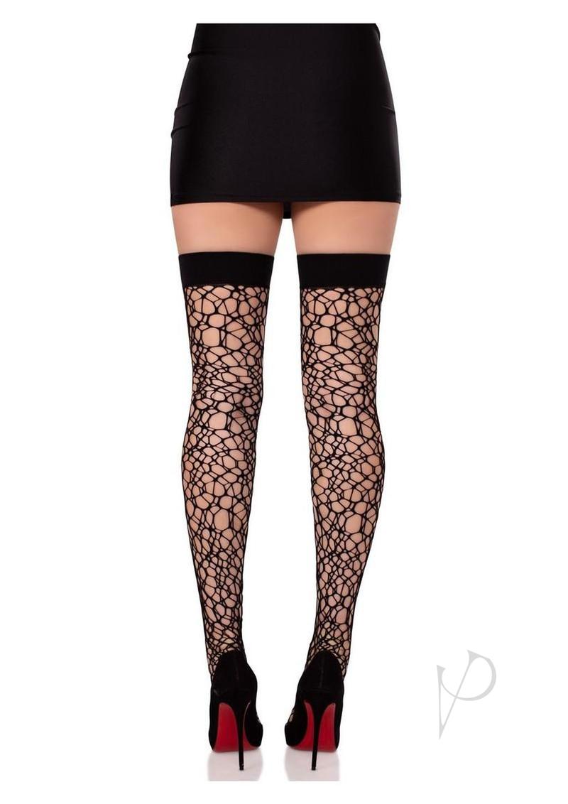 Fractured Net Thigh Highs Black O/s
