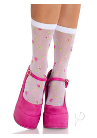 Rosette Jacquard Spandex Sheer Anklets M