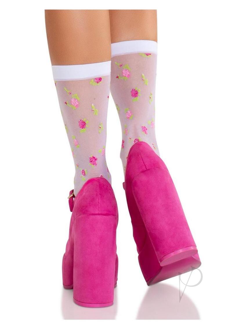 Rosette Jacquard Spandex Sheer Anklets M