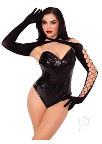 Net Opaque Crossover Halter Glove Blk Os