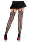 Sinful Net Stockings Cross Garter Blk Os