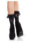 Floral Lace Ruffle Top Anklets Black O/s