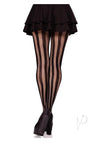Net And Opaque Striped Tights Black O/s
