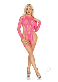 Off Shoulder Net Garter Teddy 2pc Mag Os