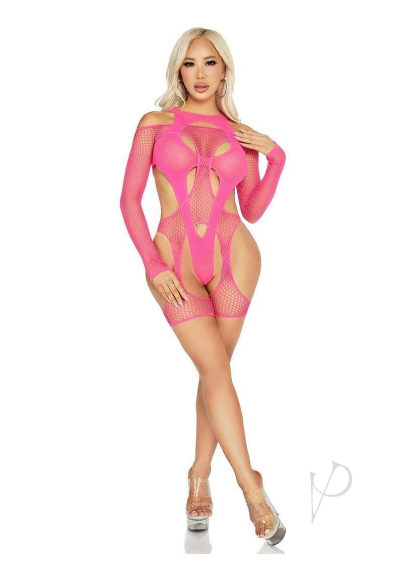 Off Shoulder Net Garter Teddy 2pc Mag Os