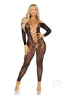 Python Net Crotch Foot Jumpsuit Blk Os
