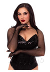 Fishnet Fingerless Gloved Shrug Black O/