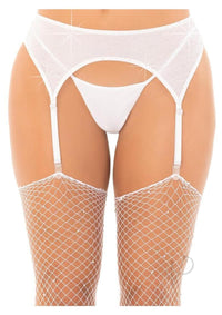 Rhinestone Garter Belt. White O/s