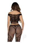 Net Lace Shoulder Foot Tight 2pc Blk Os